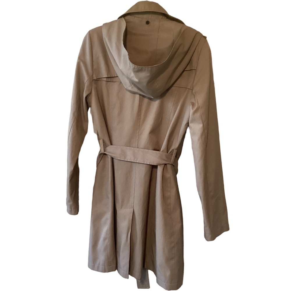 Halogen Double-Breasted Trench Coat M Tan Removable Hood Normcore Transitional - Picture 2 of 7